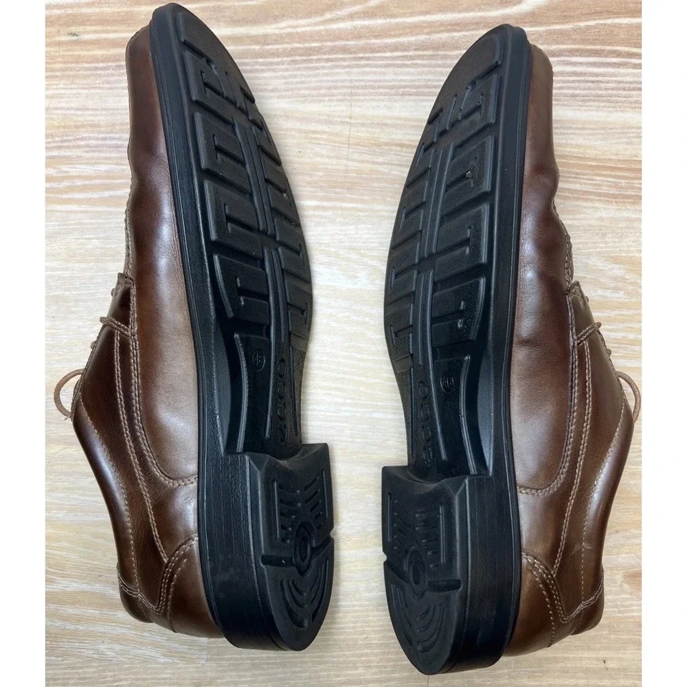 ECCO Helsinki Bike Toe Dress Shoes Mens 46 US 12 Brown Leather Comfort Oxford